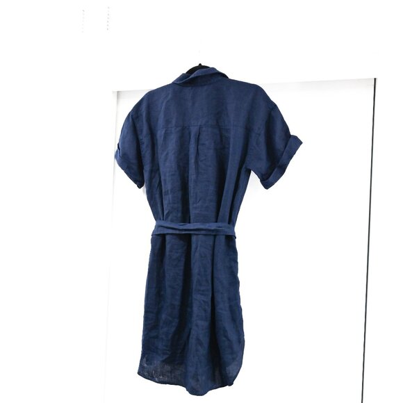 J Crew Size XS Capitaine Belted shirtdress 100% linen Button Down - Picture 5 of 8